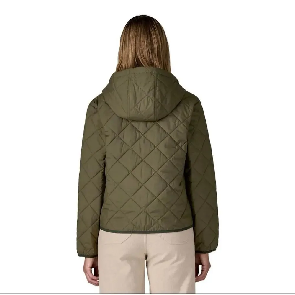 Patagonia Diamond Quilted Bomber Hoody Jacket Women's Size L NWT Basin Green - Picture 3 of 9